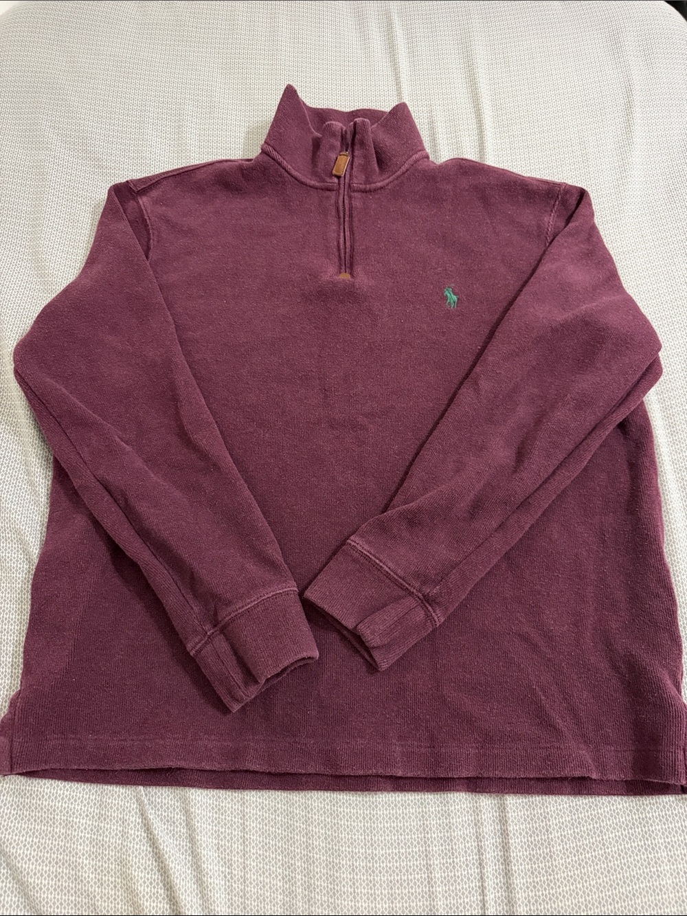 Ralph Lauren Half-Zip Pullover in Plum with Green Pony